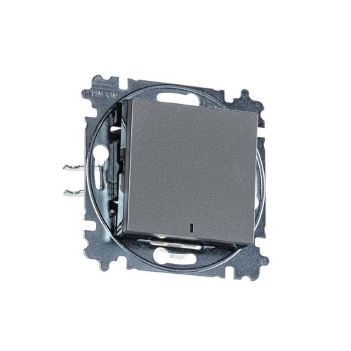 Выключатель 1-кл. СП Levit IP20 с подсветкой сталь/дым. черн. ABB 2CHH590146A6069 Выключатель 1-кл. СП Levit IP20 с подсветкой сталь/дым. черн. ABB 2CHH590146A6069