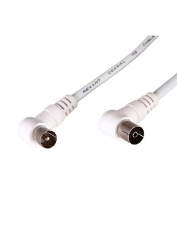Шнур TV Plug - TV Jack 1.5м угловой бел. Rexant 18-0022