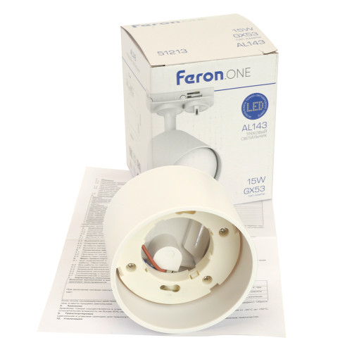 Светильник Feron.ONE AL143 трековый однофазный на шинопровод под лампу GX53, белый Светильник Feron.ONE AL143 трековый однофазный на шинопровод под лампу GX53, белый