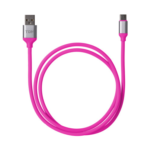 Дата-кабель, ДК 20, USB - USB Type-C, 1 м, силиконовая оплетка, розовый, TDM