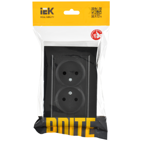 BRITE Розетка 2-местная без заземления без защитных шторок 10А в сборе РС12-2-БрЧ черный IEK BRITE Розетка 2-местная без заземления без защитных шторок 10А в сборе РС12-2-БрЧ черный IEK