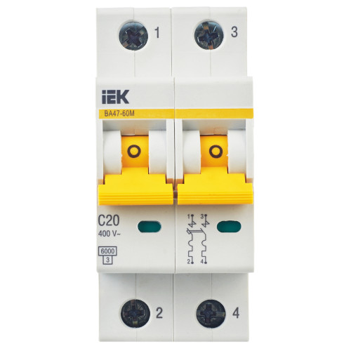 KARAT Автоматический выключатель ВА47-60M 2P C 20А 6кА IEK