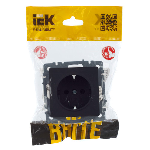 BRITE Розетка 1-местная с заземлением с защитными шторками 16А РС14-1-0-БрГ графит IEK BRITE Розетка 1-местная с заземлением с защитными шторками 16А РС14-1-0-БрГ графит IEK