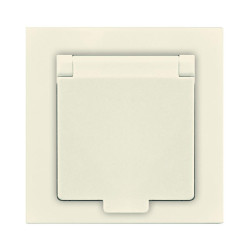 Розетка 1-м СП Афина 16А IP20 с заземл. с крышкой в сборе сл. кость (ivory) Universal A0029-I