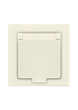 Розетка 1-м СП Афина 16А IP20 с заземл. с крышкой в сборе сл. кость (ivory) Universal A0029-I