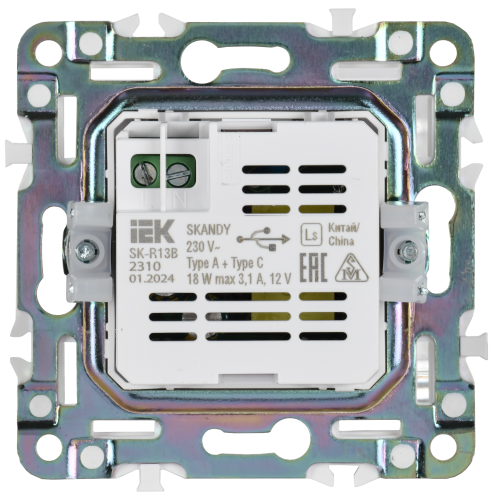 SKANDY Розетка USB A+C 18Вт SK-R13G графит IEK SKANDY Розетка USB A+C 18Вт SK-R13G графит IEK