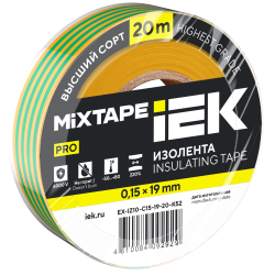 MIXTAPE PRO Изолента 0,15х19 мм желто-зеленая 20м IEK