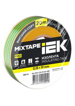 MIXTAPE PRO Изолента 0,15х19 мм желто-зеленая 20м IEK