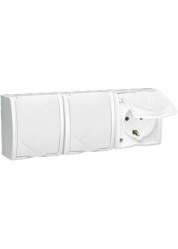 Розетка 3-м ОП Simon15 16А IP54 250В с заземл. с крышкой винт. клеммы бел. Simon 1594437-030