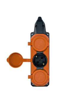 Колодка удлинителя 3-м с заземл. 16А IP44 каучук оранж. TOKOV TKE-C10-KK3-Z