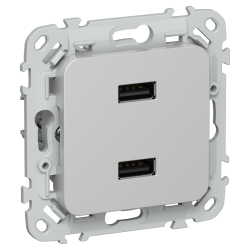 FLITE Розетка USB A+A 2,1А РЮ-2-ФлА алюминий IEK