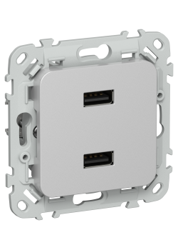 FLITE Розетка USB A+A 2,1А РЮ-2-ФлА алюминий IEK