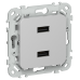 FLITE Розетка USB A+A 2,1А РЮ-2-ФлА алюминий IEK FLITE Розетка USB A+A 2,1А РЮ-2-ФлА алюминий IEK