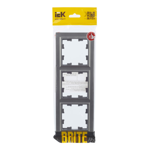 BRITE Рамка 3-местная РУ-3-БрС сталь IEK