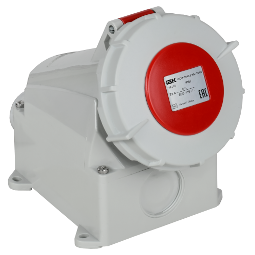 Розетка стационарная ССИ-1242 32А-6ч 380В 3P+PE IP67 IEK