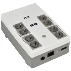 ITK ELECTRA ST8 ИБП Линейно-интерактивный 1000ВА/600Вт LED АКБ 1х9AH 8хSchuko USB 4хUSB зарядки