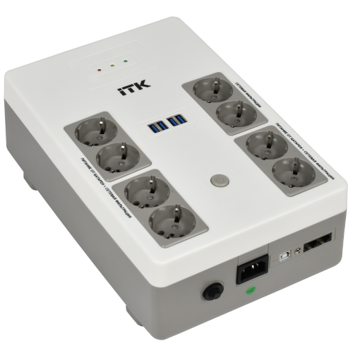 ITK ELECTRA ST8 ИБП Линейно-интерактивный 600ВА/360Вт LED АКБ 1х9AH 8хSchuko USB 4хUSB зарядки