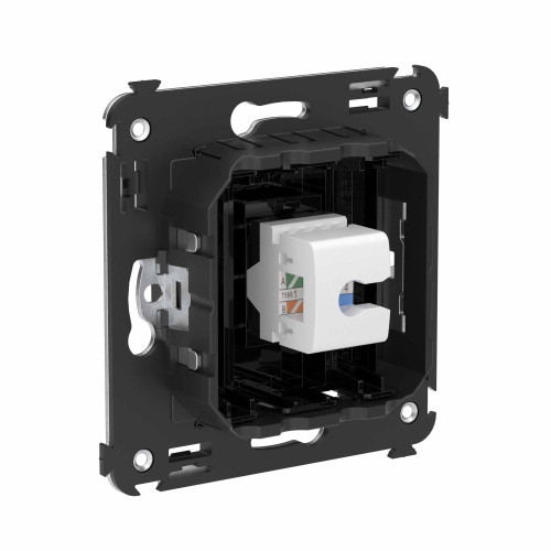 Компьютерная розетка RJ-45 без шторки в стену, кат.6 одинарная, Avanti, черный квадрат Компьютерная розетка RJ-45 без шторки в стену, кат.6 одинарная, Avanti, черный квадрат