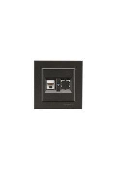 Розетка компьютерная+гнездо СП Karea 16А IP20 CAT 5 дым. металлик Makel 56050035