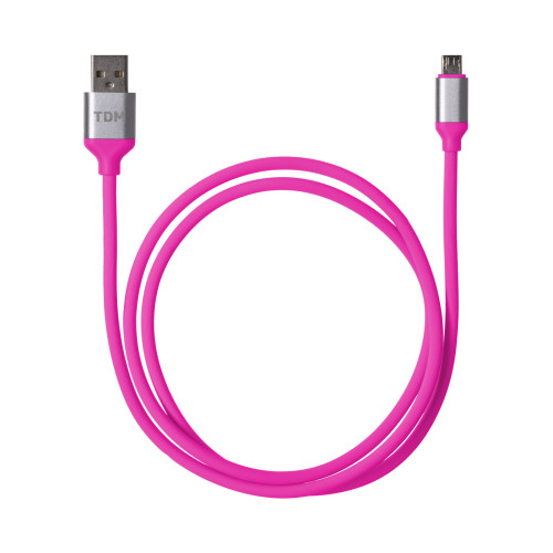 Дата-кабель, ДК 19, USB - micro USB, 1 м, силиконовая оплетка, розовый, TDM Дата-кабель, ДК 19, USB - micro USB, 1 м, силиконовая оплетка, розовый, TDM