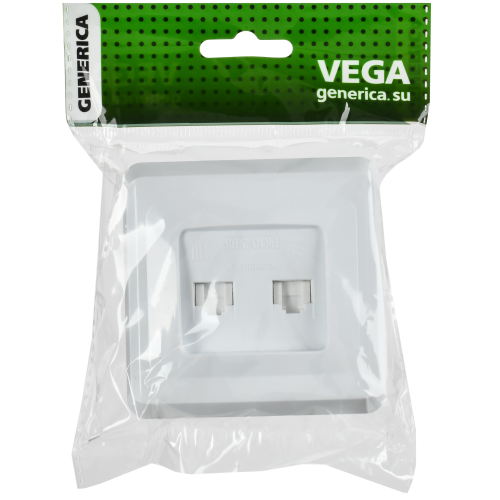 VEGA Розетка 2-местная компьютерная RJ45 кат.5е РК10-2-ВБ белый GENERICA VEGA Розетка 2-местная компьютерная RJ45 кат.5е РК10-2-ВБ белый GENERICA