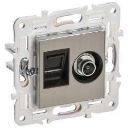SKANDY Розетка двойная TV+RJ45 кат.5E SK-A14N металл никель IEK