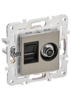 SKANDY Розетка двойная TV+RJ45 кат.5E SK-A14N металл никель IEK