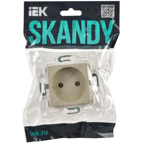 SKANDY Розетка без заземления без защитных шторок 10А SK-R02B бежевый IEK