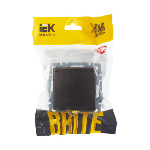 BRITE Розетка 1-местная с заземлением с защитными шторками и крышкой 16А IP44 РСбш10-3-44-БрТБ темная бронза IEK BRITE Розетка 1-местная с заземлением с защитными шторками и крышкой 16А IP44 РСбш10-3-44-БрТБ темная бронза IEK
