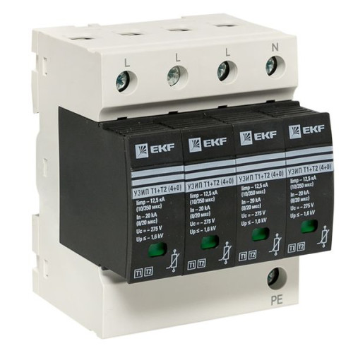 УЗИП Т1+Т2; Iimp-12,5kA; In-20kA; Uc-275В; 4+0 EKF