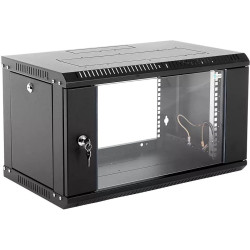 Шкаф коммутационный ЦМО ШРН-Эконом (ШРН-Э-6.500-9005) настенный 6U 600x520мм пер.дв.стекл 75кг черный 470мм 14.94кг 180град. 342мм
