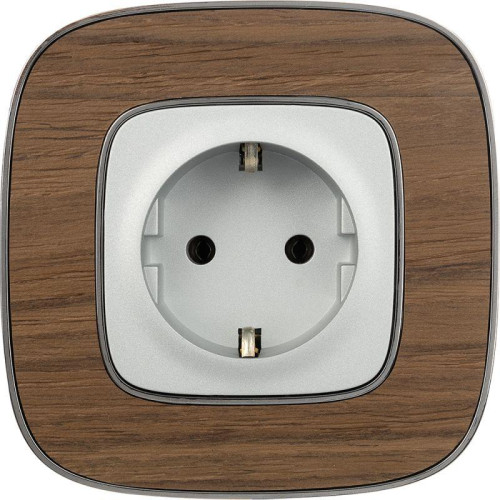 Розетка 1-м СП Valena Allure 16А IP2X 250В 2P+E безвинтов. клеммы с лицев. панелью механизм алюм. Leg 753921