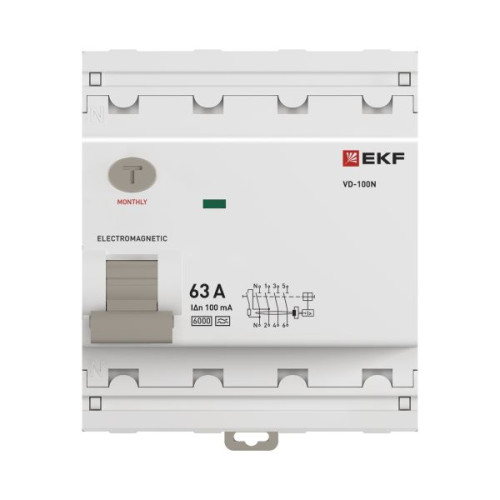 ВДТ ВД-100N 4P 63А 100мА A эл-мех 6кА PROXIMA EKF ВДТ ВД-100N 4P 63А 100мА A эл-мех 6кА PROXIMA EKF