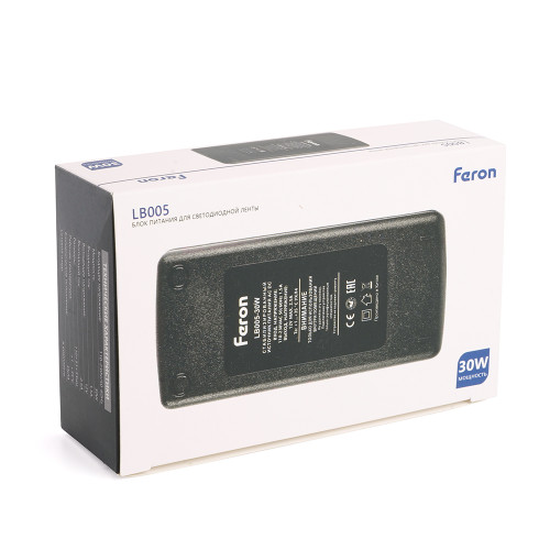 Трансформатор электронный для светодиодной ленты 30W 12V (драйвер), LB005 FERON Трансформатор электронный для светодиодной ленты 30W 12V (драйвер), LB005 FERON