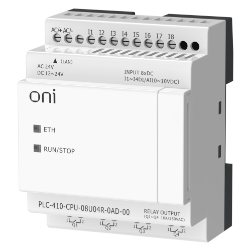 ПЛК 410 Модуль ЦПУ 4 DI 4 UI (0-10 В/DI) 4 RO 12В-24В DC или 24В AC с Ethernet портом без экрана ONI ПЛК 410 Модуль ЦПУ 4 DI 4 UI (0-10 В/DI) 4 RO 12В-24В DC или 24В AC с Ethernet портом без экрана ONI