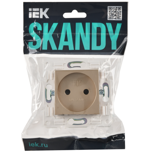 SKANDY Розетка без заземления с защитными шторками 10А SK-R01Sa песочный IEK