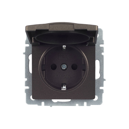 BRITE Розетка 1-местная с заземлением с защитными шторками и крышкой 16А IP20 РСбш10-3-БрТБ темная бронза IEK BRITE Розетка 1-местная с заземлением с защитными шторками и крышкой 16А IP20 РСбш10-3-БрТБ темная бронза IEK