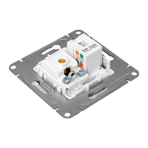 Механизм роз. TV+RJ45 (cat5), бел. Эпика EKF