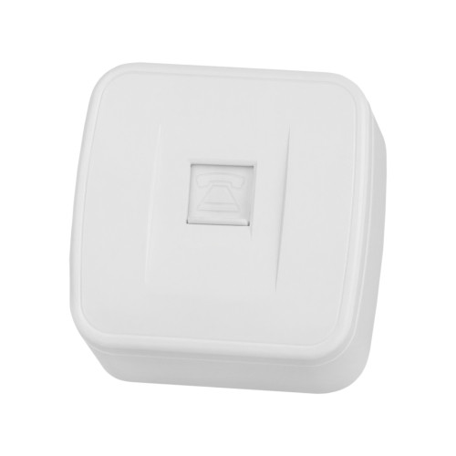 Розетка TФ (RJ-11) открытой установки IP20, белая Розетка TФ (RJ-11) открытой установки IP20, белая