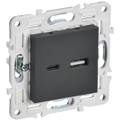 SKANDY Розетка USB A+C 18Вт SK-R13G графит IEK