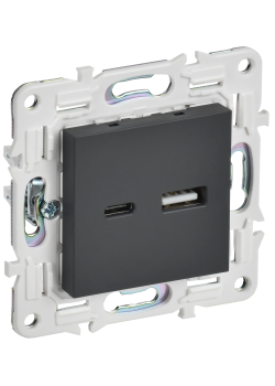 SKANDY Розетка USB A+C 18Вт SK-R13G графит IEK