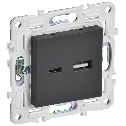SKANDY Розетка USB A+C 18Вт SK-R13G графит IEK