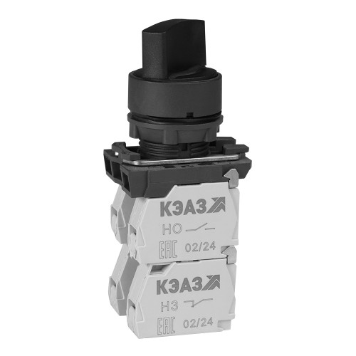 Переключатель КПЕ1531Р-черный-3но+1нз-ручка-фикс-2поз-IP54-КЭАЗ