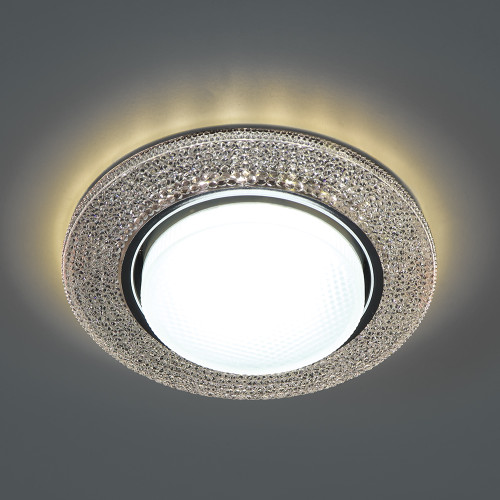 Светильник встраиваемый с белой LED подсветкой Feron CD4046 потолочный GX53 без лампы, прозрачный, хром Светильник встраиваемый с белой LED подсветкой Feron CD4046 потолочный GX53 без лампы, прозрачный, хром