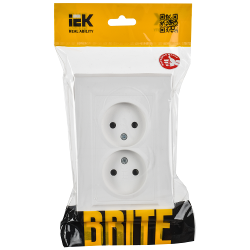 BRITE Розетка 2-местная без заземления без защитных шторок 10А в сборе РС12-2-БрАБ арктический белый IEK BRITE Розетка 2-местная без заземления без защитных шторок 10А в сборе РС12-2-БрАБ арктический белый IEK