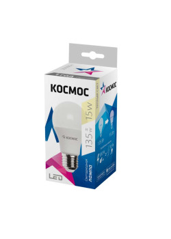 Лампа светодиодная A60 15Вт грушевидная 3000К E27 220В КОСМОС Lksm_LED15wA60E2730