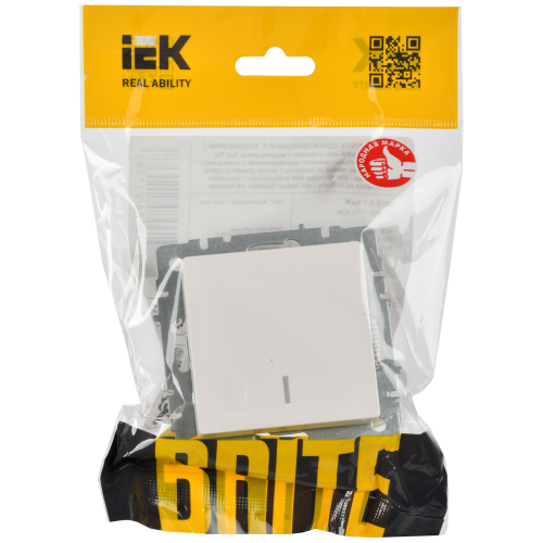 BRITE Выключатель 1-клавишный с индикацией 10А ВС10-1-1-БрЖ жемчуг IEK BRITE Выключатель 1-клавишный с индикацией 10А ВС10-1-1-БрЖ жемчуг IEK