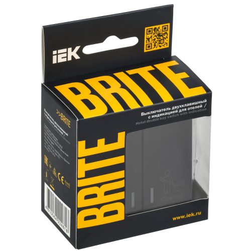 BRITE Выключатель 2-клавишный с индикацией для отелей 10А ВС10-2-9-БрЧ черный IEK BRITE Выключатель 2-клавишный с индикацией для отелей 10А ВС10-2-9-БрЧ черный IEK
