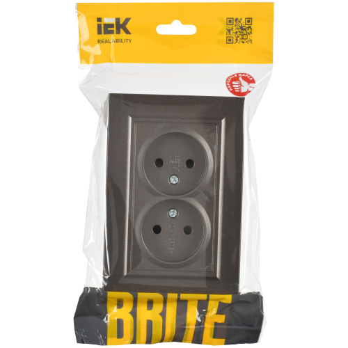 BRITE Розетка 2-местная без заземления без защитных шторок 10А в сборе РС12-2-БрТБ темная бронза IEK BRITE Розетка 2-местная без заземления без защитных шторок 10А в сборе РС12-2-БрТБ темная бронза IEK