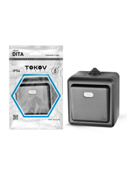 Выключатель 1-кл. ОП Dita IP54 10А 250В с индикацией карбон TOKOV ELECTRIC TKL-DT-V1I-C14-IP54